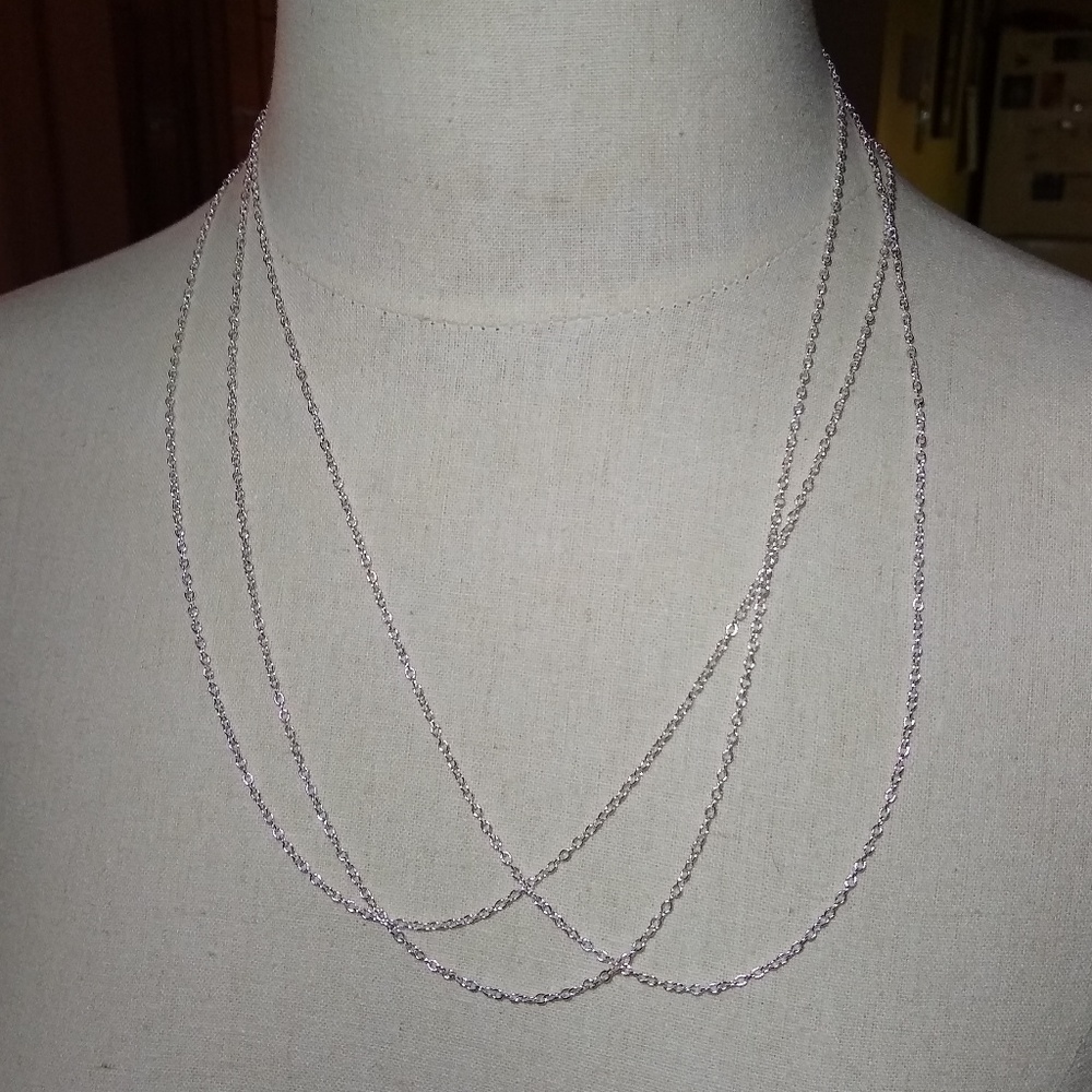 Lot of three 24" silver chain necklaces! *New*